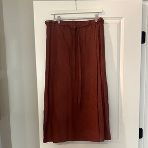 Eileen Fisher 100% Organic Linen Elegant Rust Brown Women's Skirt